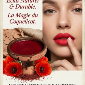 Rouge à Lèvres Solide au Coquelicot — Éclat Naturel & Durable